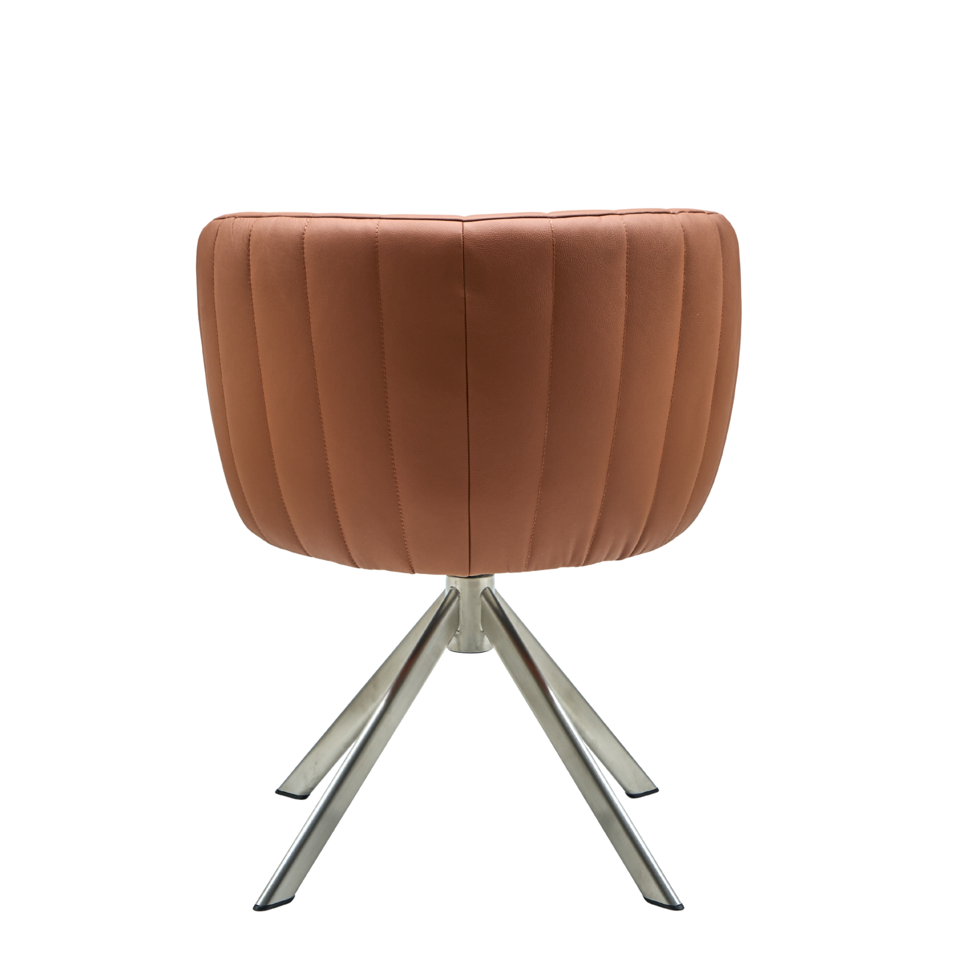 Shelly II Esszimmerstuhl aus Leder mit Drehgestell (Edelstahl)